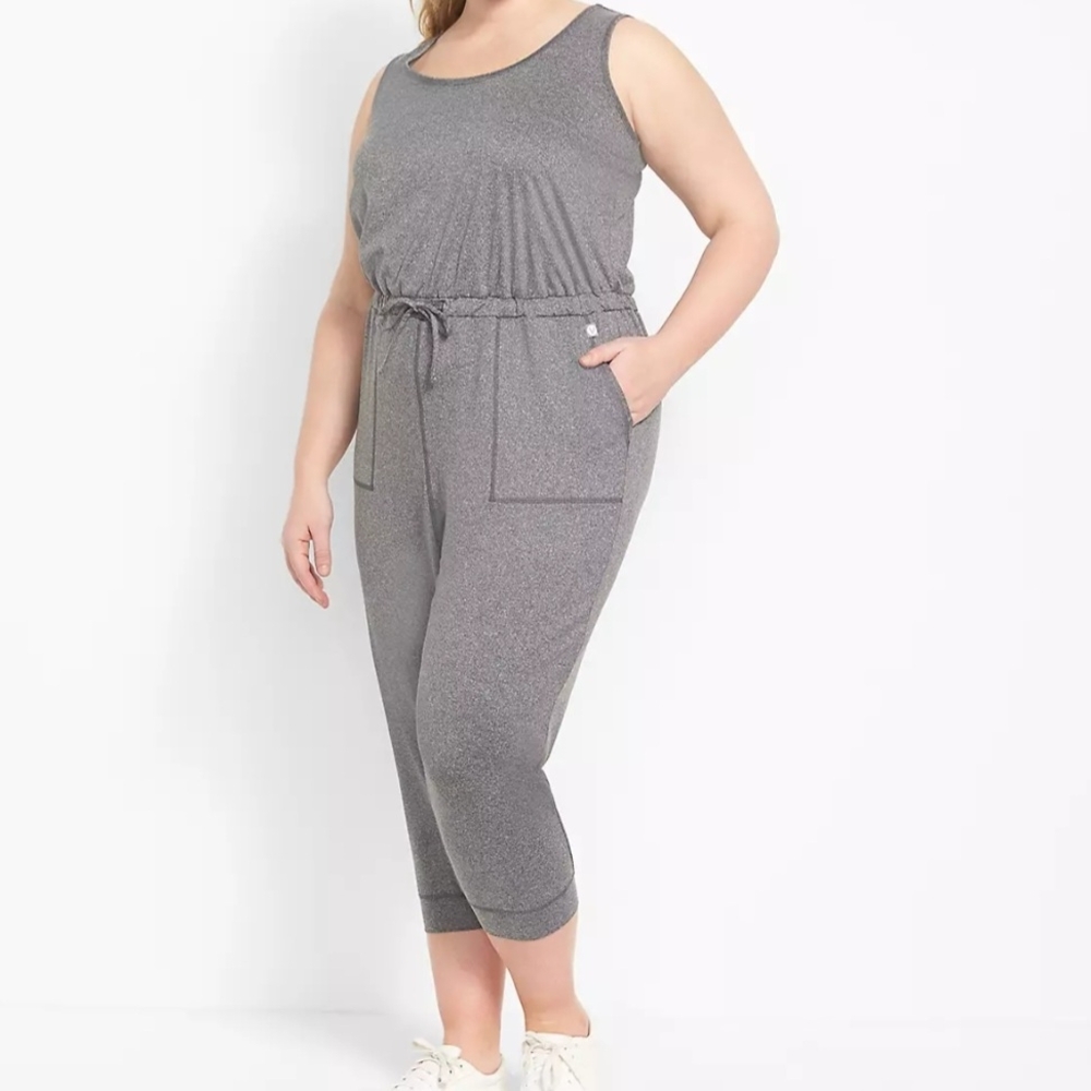 NWT Lane Bryant Gray Sleeveless Jumpsuit with Elastic Waist Size 22/24